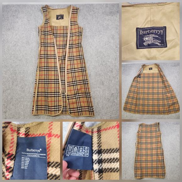 Vintage Burberrys Trench Coat Liner Nova Check Plaid 100% Wool Beige Zip-In 90s - Picture 1 of 15